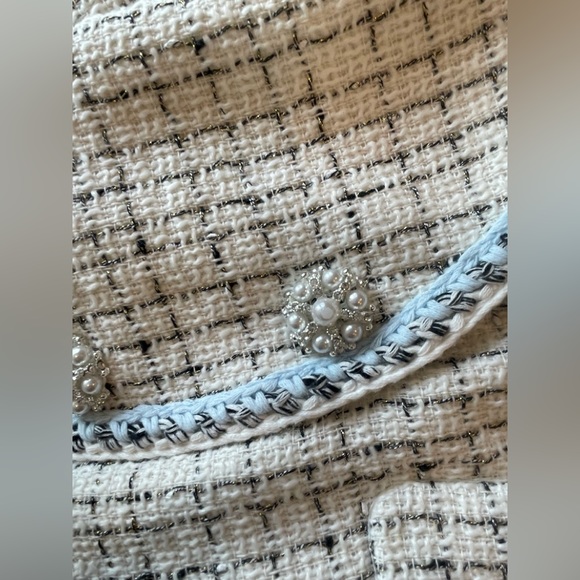 Self Portrait Ivory Bouclé Tailored Midi Dress - Picture 5 of 10